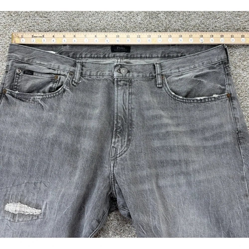 Polo Ralph Lauren Brennan Repaired Sullivan Slim Jeans Mens 40x30 Gray Rope Dyed